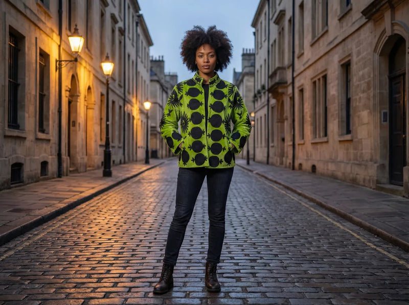 Lime Noir Pomegranate Embroidered Jacket-zoom-