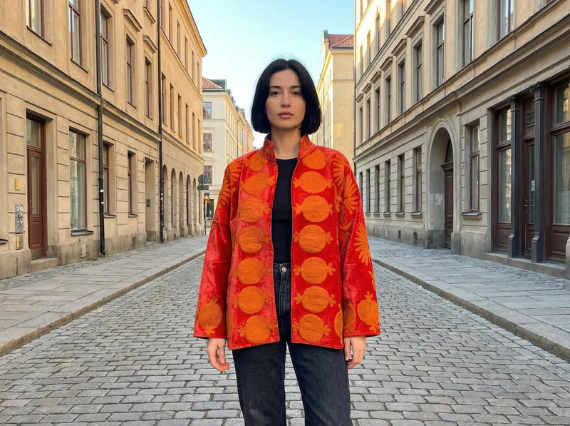 Ember Gold Pomegranate Embroidered Jacket-zoom-