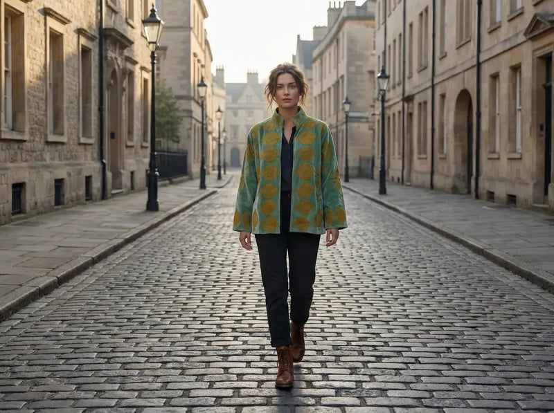 Sage Gold Pomegranate Embroidered Jacket-zoom-