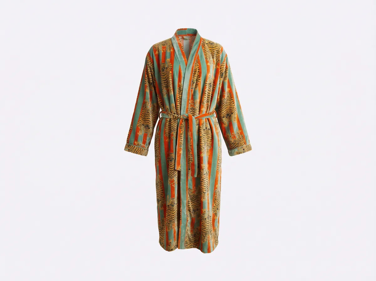 Saffron Tiger Luxe Velvet Robe-zoom-1