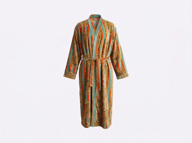Saffron Tiger Luxe Velvet Robe-zoom-