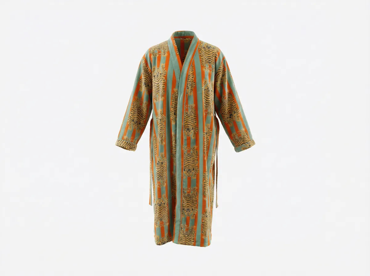 Saffron Tiger Luxe Velvet Robe-zoom-2