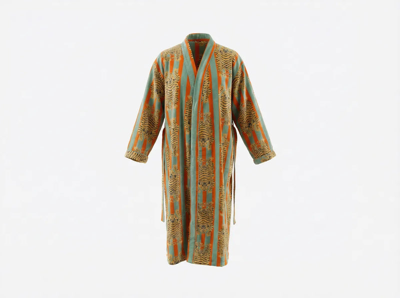 Saffron Tiger Luxe Velvet Robe-zoom-