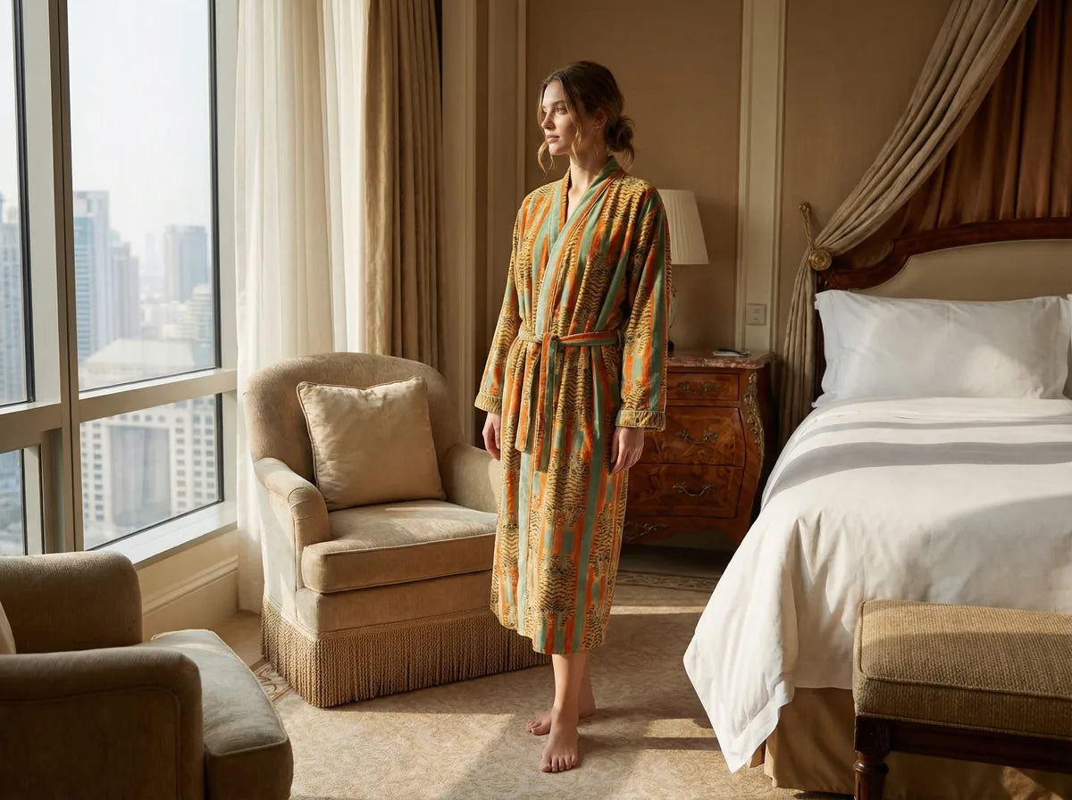 Saffron Tiger Luxe Velvet Robe-zoom-4