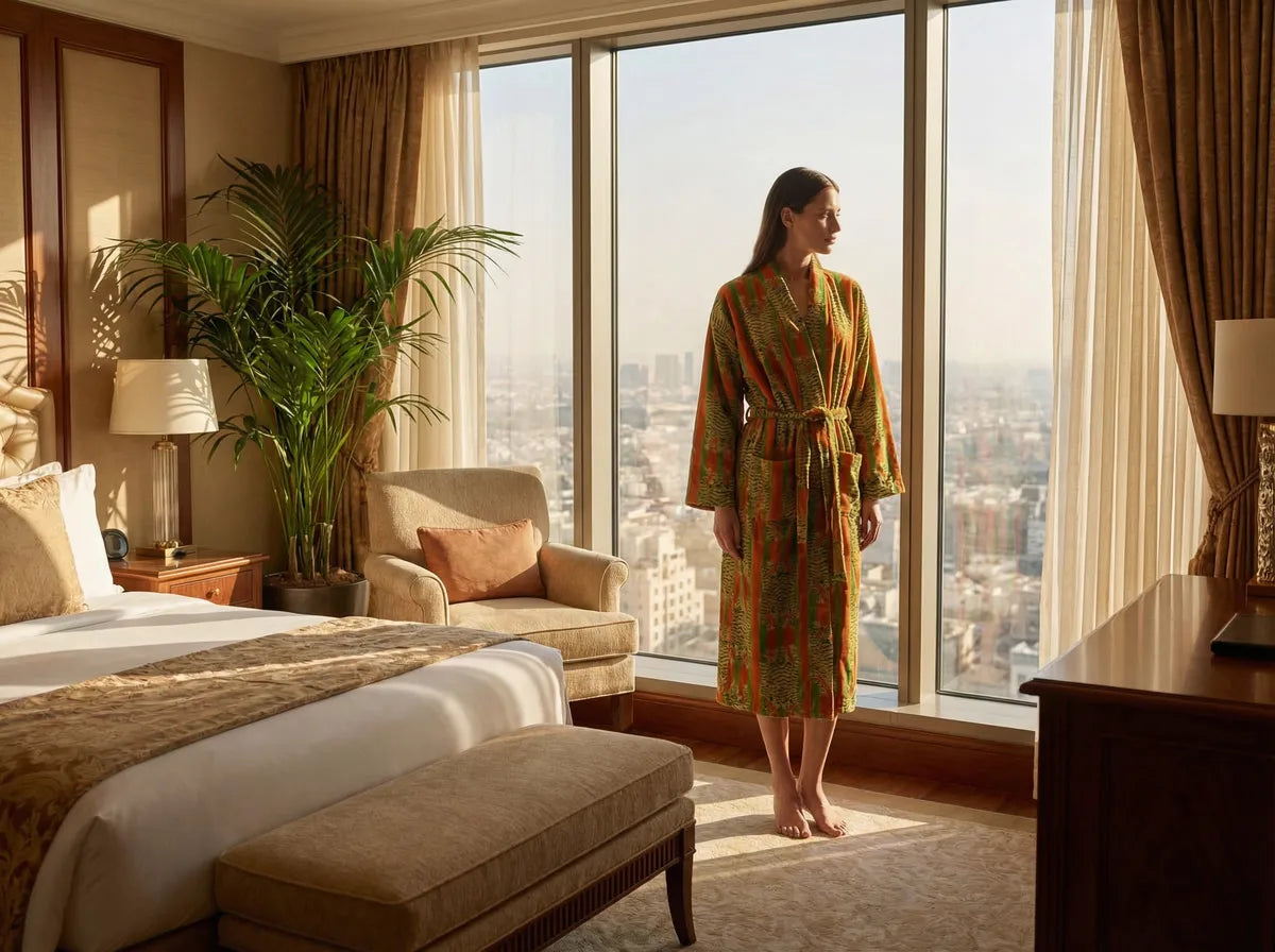 Sunset Jungle Tiger Velvet Robe-zoom-4