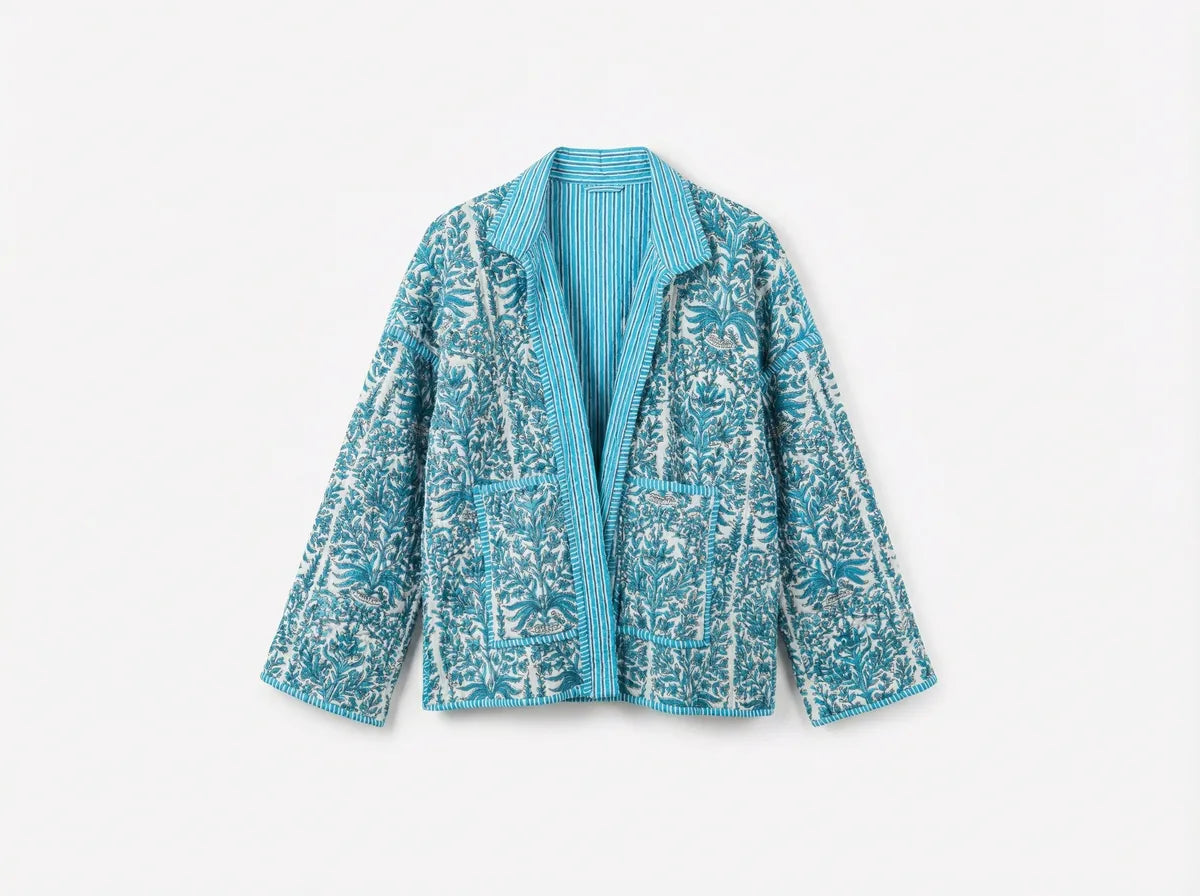 Azure Garden Quilted Baggy Jacket