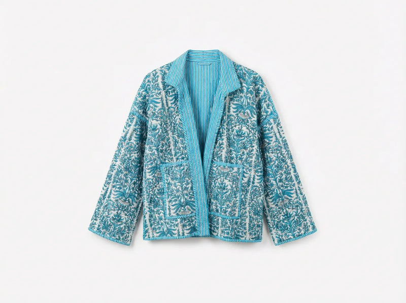Azure Garden Quilted Baggy Jacket-zoom-
