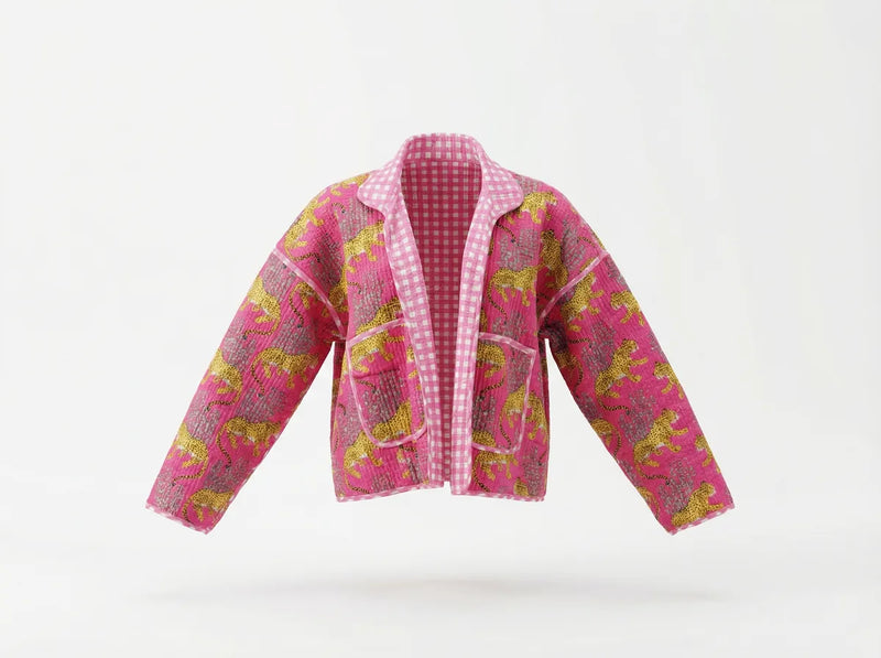 Pink Safari Quilted Baggy Jacket-zoom-