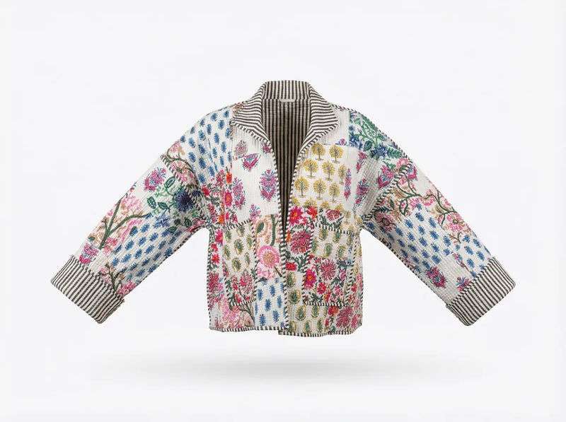 Meadow Patchwork Quilted Baggy Jacket-zoom-