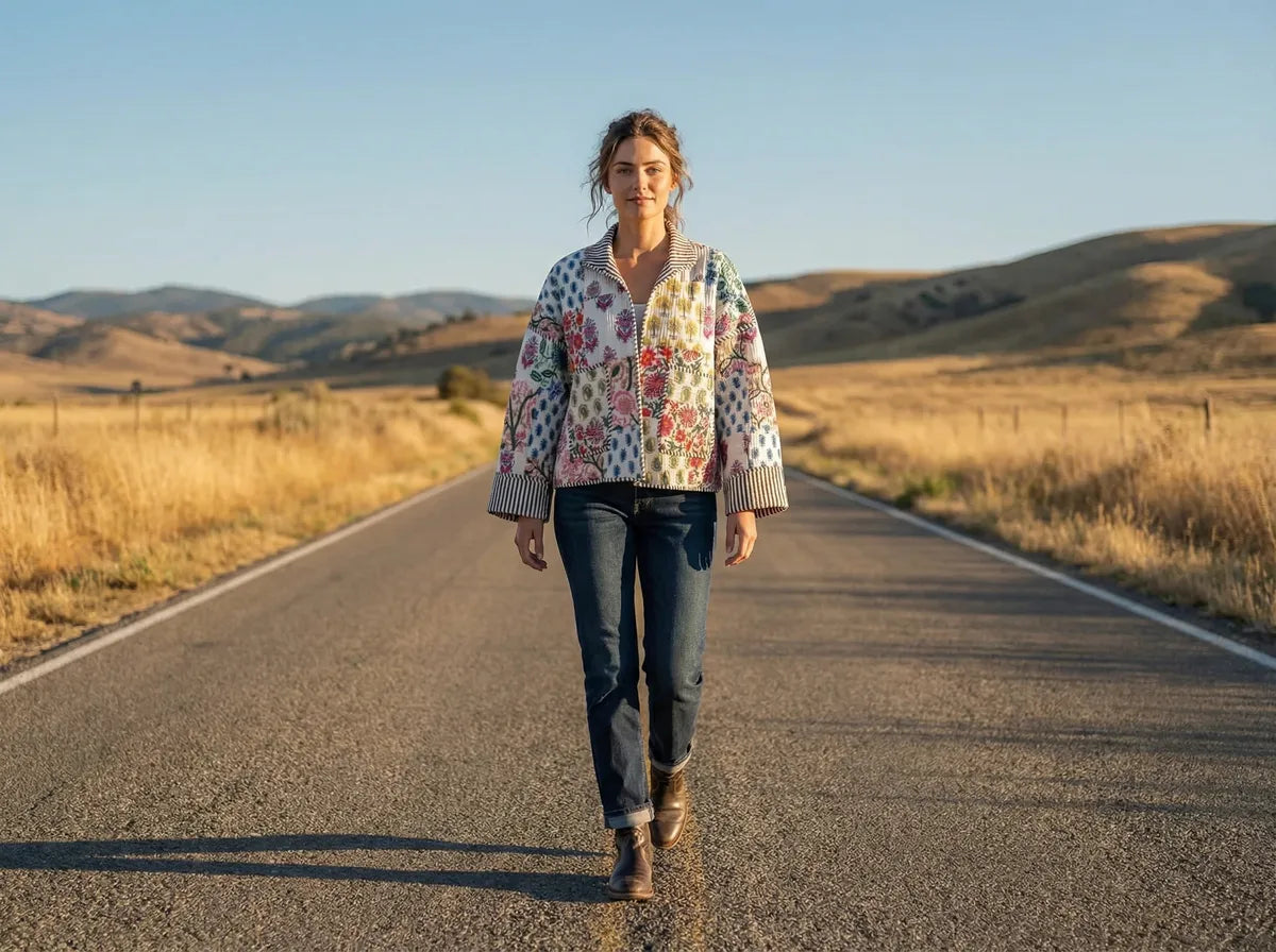 Meadow Patchwork Quilted Baggy Jacket-2