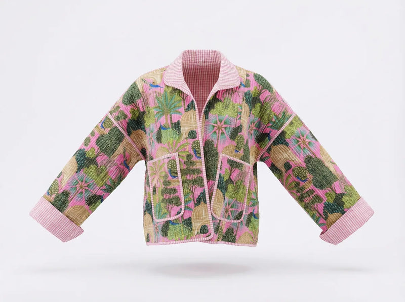 Blush Jungle Quilted Baggy Jacket-zoom-