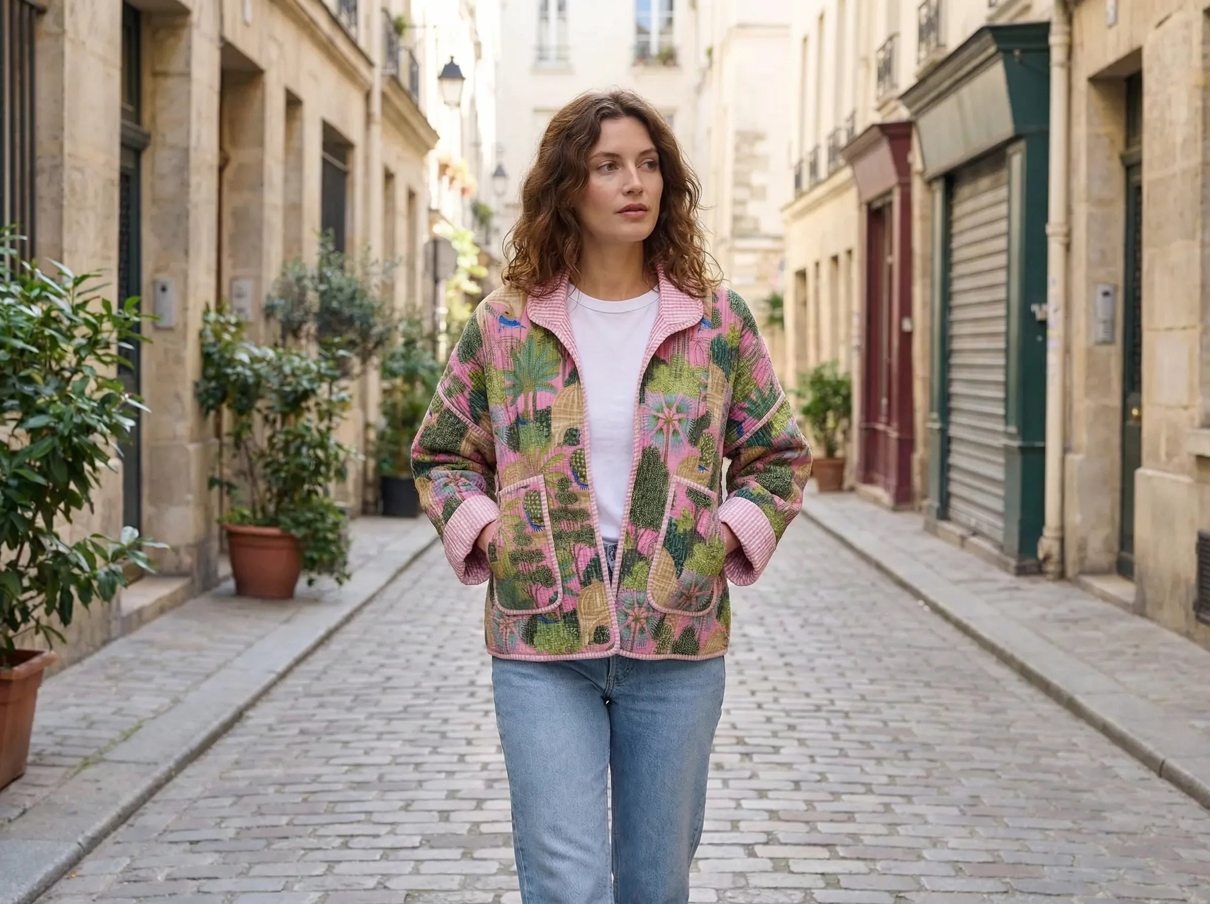 Blush Jungle Quilted Baggy Jacket