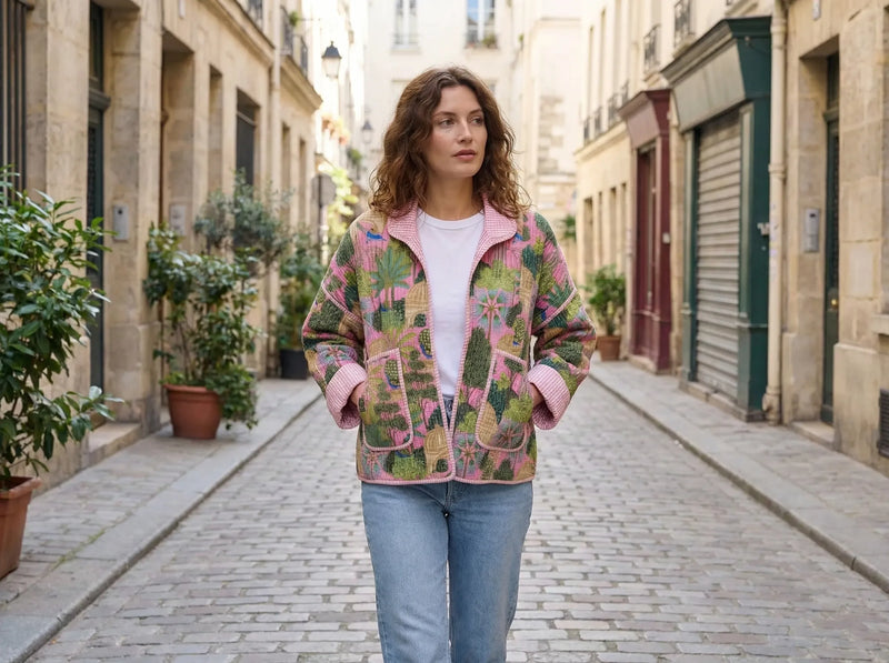 Blush Jungle Quilted Baggy Jacket-zoom-