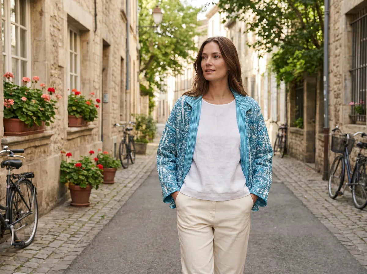 Azure Garden Quilted Baggy Jacket