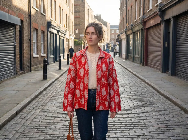 Crimson Crane Quilted Baggy Jacket-zoom-