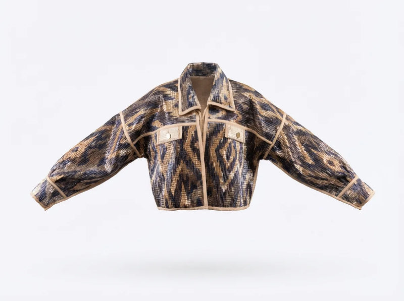 Desert Ikat Cropped Velvet Jacket Limited Edition-zoom-