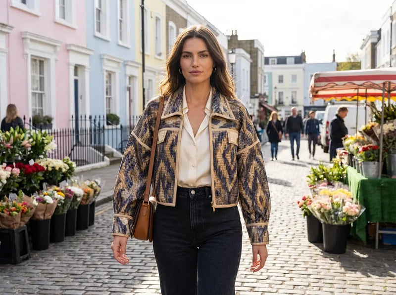 Desert Ikat Cropped Velvet Jacket Limited Edition-zoom-