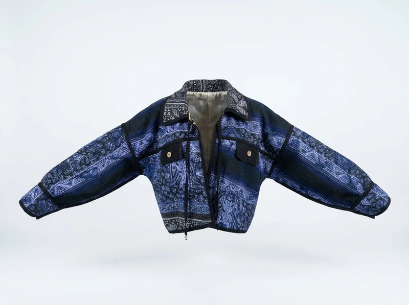 Midnight Paisley Cropped Utility Jacket Limited Edition-zoom-