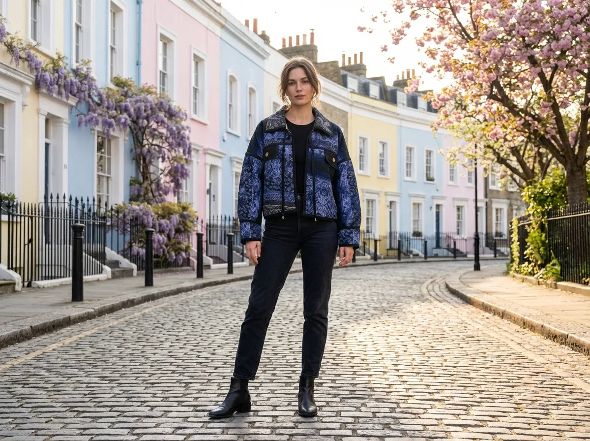 Midnight Paisley Cropped Utility Jacket Limited Edition