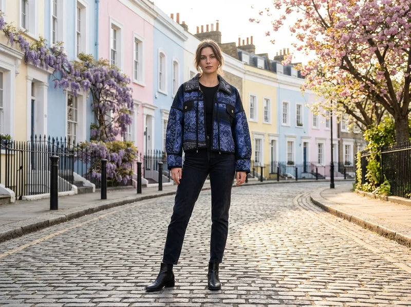 Midnight Paisley Cropped Utility Jacket Limited Edition-zoom-