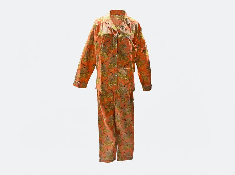 Golden Leopard Ember Pajama Set-zoom-