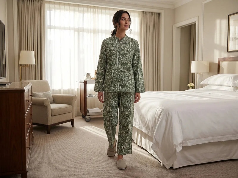 Verdant Grove Tailored Pajama Set-zoom-