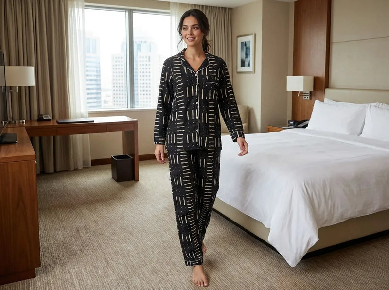 Midnight Lines Modern Pajama Set-zoom-