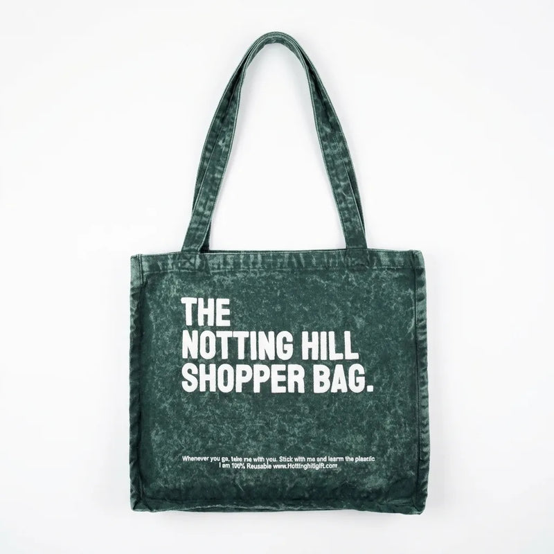 The Notting Hill Vintage Green Canvas Shopper Bag-zoom-