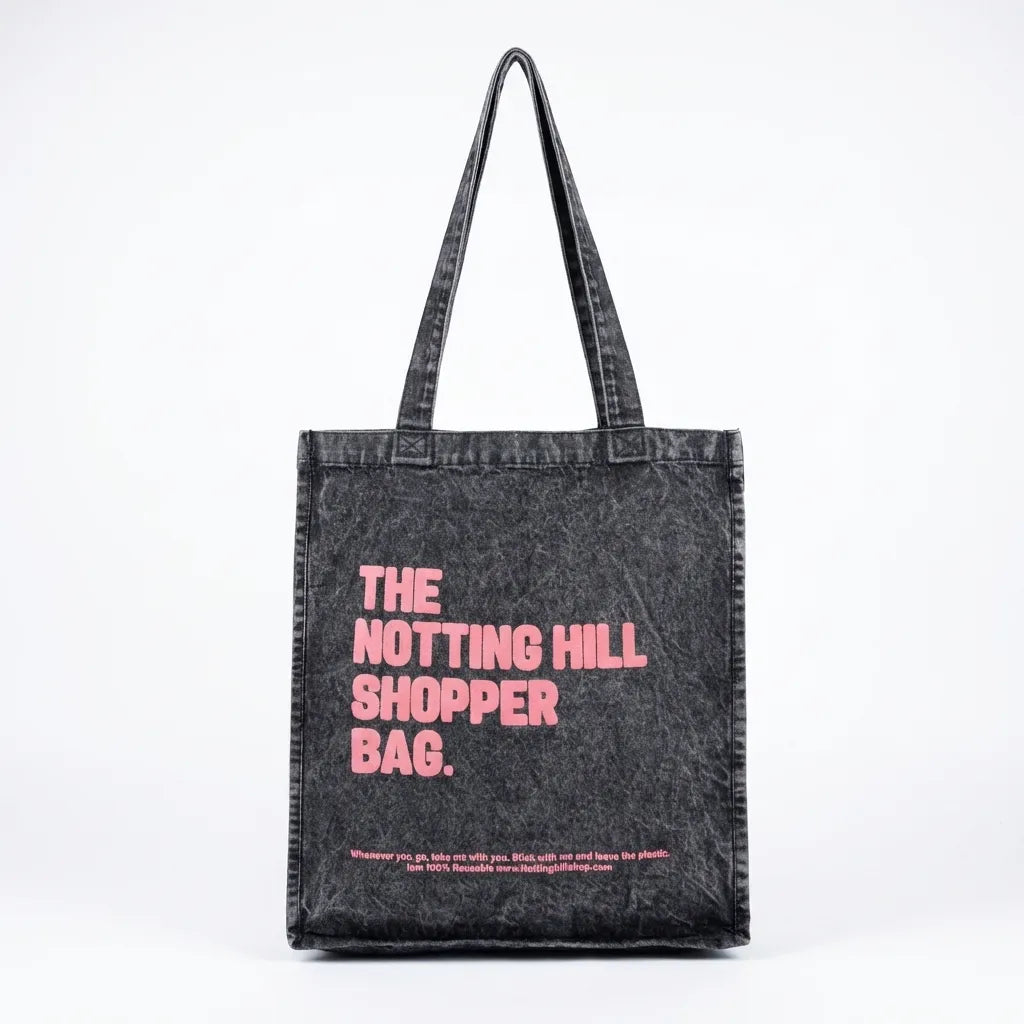 The Notting Hill Pink Logo Vintage Denim Shopper Bag